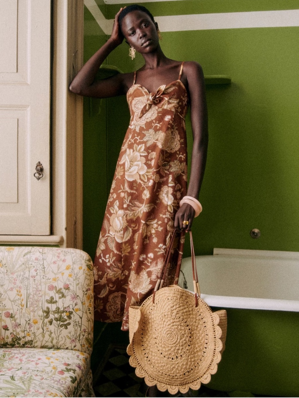 NWT Sezane Chiaretta Dress in Adana Maxi size 6 (midi dress)